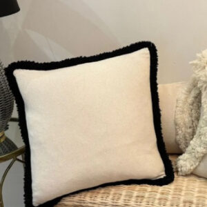 Boho Linen Throw Pillow Cover with Sea Shells (43x43 cm)