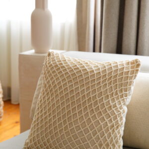Boho Linen Throw Pillow Cover with Sea Shells(43x43 cm)