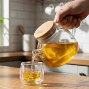 1000ml Heat-Resistant Borosilicate Glass Teapot with Stainless Steel Infuser