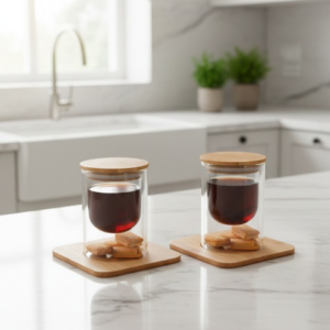 Double Walled Glass Serving Set of 2
