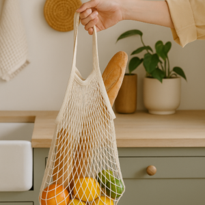 Natural Cotton Mesh Grocery Bag Small