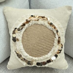 Boho Linen Throw Pillow Cover with Tassels  (43x43 cm)