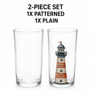 Marine Shatterproof Lighthouse Pattern Raki Glass Set of 2 - Boat & Poolside Nautical Glasses