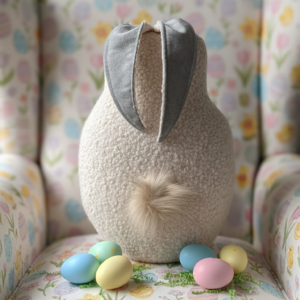 Plush Bunny Pillow – Decorative Sitting Rabbit Cushion